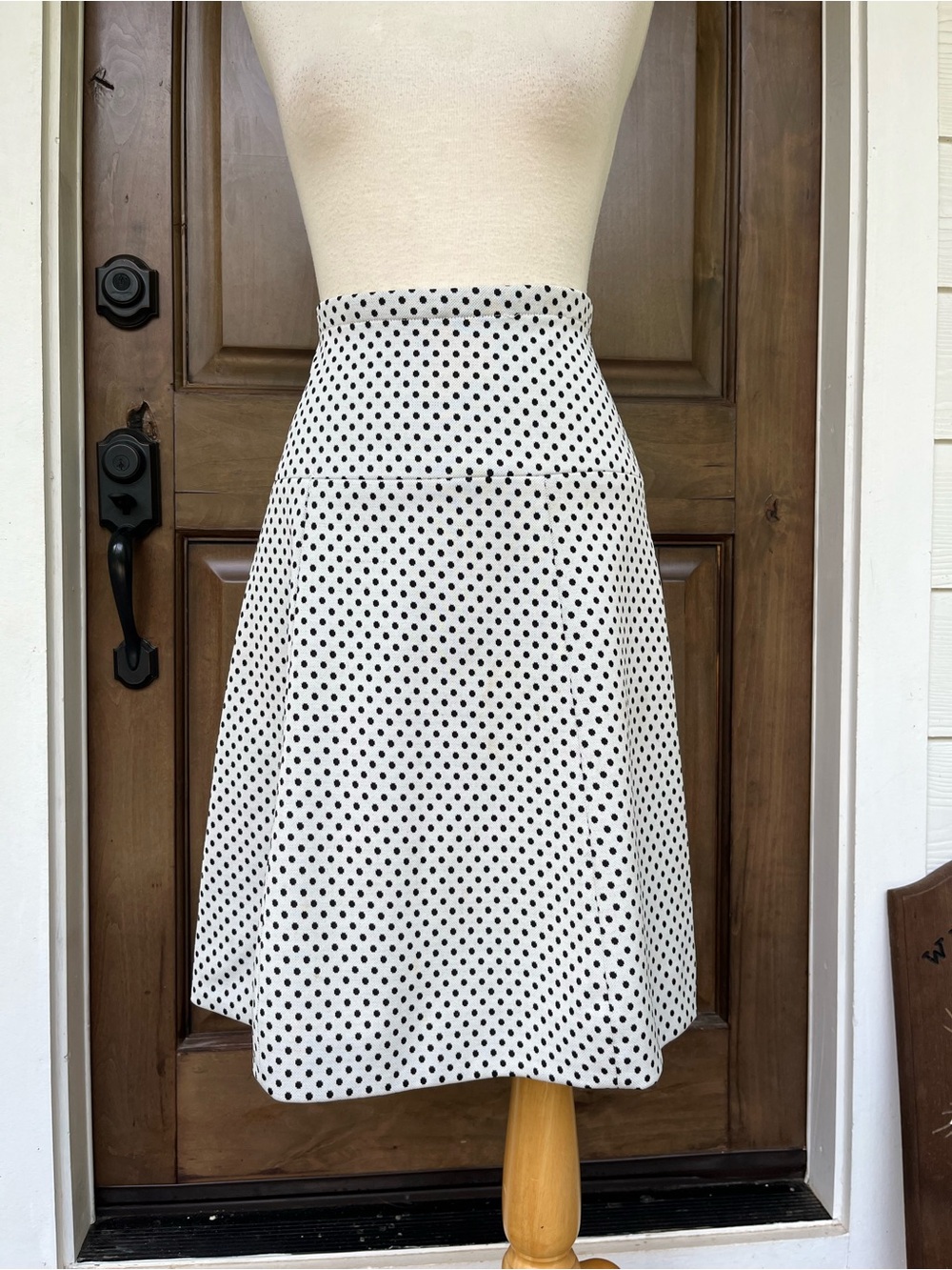 Vintage Polka Dot A-Line Skirt - White with Black Dots